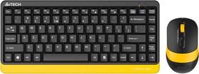 Фото 1/4 Комплект (клавиатура+мышь) A4TECH Fstyler FG1110, USB, беспроводной, черный и жёлтый [fg1110 bumblebee]