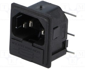 Фото 1/2 PF0011/10/PC, Разъем питания AC, гнездо, "папа", 10А, 250ВAC, IEC 60320, UL94V-0