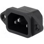 KS-102, Разъем: питания AC, гнездо, "папа", 10А, 250ВAC, IEC 60320, C14 (E)