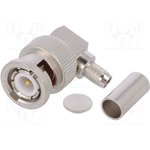 J01000A1257, Plug Cable Mount BNC Connector, 50Ω, Crimp Termination, Right Angle Body
