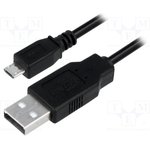 CU0058, Кабель, вилка USB A, вилка micro USB B, никелированные, 1м, 30AWG