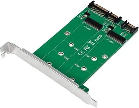Фото 1/2 PC0086, Адаптер SATA / M.2, обслуживает 2x SATA SSD, серебристый