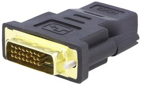 Фото 1/2 AK-AD-41, Адаптер, HDMI 1.4, DVI-D (24+1) вилка, гнездо HDMI, Цвет: черный