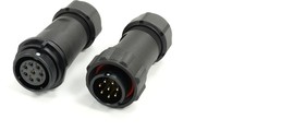 Circular Connector, 8 Contacts, Cable Mount, 21 mm Connector, Plug and Socket, Male and Female Contacts, IP68