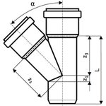 110200, Тройник канализационный 45 град. 32