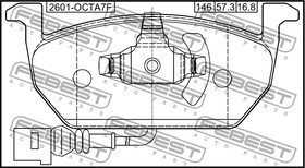 Фото 1/5 КОЛОДКИ ТОРМОЗНЫЕ ПЕРЕДНИЕ подходит для AUDI A3/A3 Sportback (8V) 2013- 2601-OCTA7F