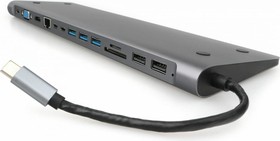 Адаптер интерфейсов USB-C 9-в-1 (Type-C, USB3.1, HDMI, VGA,RJ-45,AUX,кардридер), коробка A-CM-COMBO9-01
