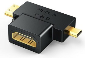 20144, Переходник HDMI (F) - Micro HDMI/Mini HDMI (M), UGREEN HD129