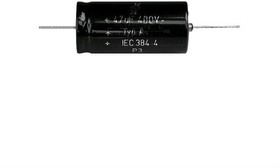 Electrolytic capacitor, 10 µF, 450 V (DC), -10/+30 %, axial, Ø 12 mm