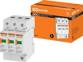 Фото 1/9 SQ0201-0003, Разрядник ОПС1-B 3Р In=30kA Un=400B Im=60kA TDM Electric