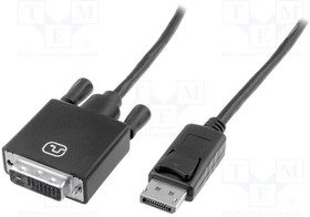 AK-340301-010-S, Cable; DisplayPort 1.2; DisplayPort plug,DVI-D (24+1) plug; 1m