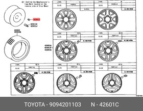 Фото 1/2 Гайка колеса для литого диска TOYOTA 90942-01103