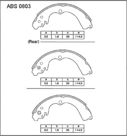 ABS0803, ABS0803_колодки барабанные!\ Subaru Impreza 93 /Legacy 1.6-22 89