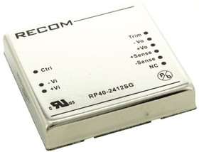 RP40-2412SG, Преобразователи постоянного тока в постоянный с изоляцией 40W DC/DC 1.6kV REG 2:1 18-36Vin 12Vout