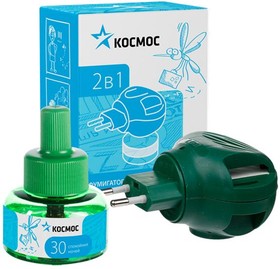 Комплект от комаров: электрофумигатор + жидкость 30 ночей без запаха (можно использовать либо с жидкостью либо с пластинами) Космос KOC_GH32