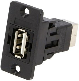 CP30609N, Адаптер, гнездо USB A, гнездо USB B, SLIM, USB 2.0, позолота, 29мм