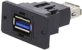 Фото 1/2 CP30605NX, Адаптер, гнездо USB A, с обеих сторон, SLIM, USB 3.0, позолота