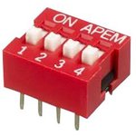 NDS-04-V, DIP Switches / SIP Switches Raised actuator standard dip 4 pos.