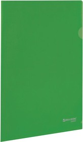 Фото 1/7 Папка-уголок жесткая, непрозрачная BRAUBERG, зеленая, 0,15 мм, 224881