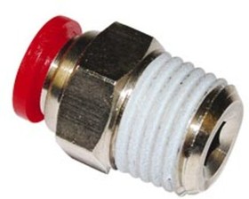 C01251238, Pneufit C Series Push-in Fitting, Push In 12 mm to R 3/8, Threaded-to-Tube Connection Style