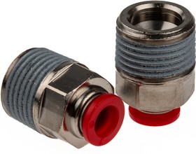 Фото 1/3 C01250848, PNEUFIT Series Straight Fitting, Push In 8 mm to R 1/2, Threaded-to-Tube Connection Style