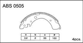 ABS0505, ABS0505_колодки барабанные!\ Honda Jazz II 1.2-1.4i 02