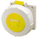 217RS, IP67 Yellow Panel Mount 3P Industrial Power Socket, Rated At 16A, 110 V