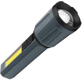 Фонарь аккумуляторный ручной 3Вт LED+5Вт COB LED zoom-линза Li-ion 18650 1200мА.ч корпус ABS-пластик индикатор уровня заряда USB-шнур в комп