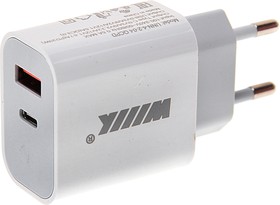 UNN-4-2-04-QCPD, Устройство зарядное в розетку 1USB + 1 Type C 220V WIIIX