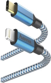 Фото 1/3 Кабель HAMA Lightning (m) - USB Type-C (m), 1.5м, MFI, в оплетке, 3A, синий [00183311]