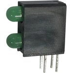 L-710A8MD/2GD, Green Right Angle PCB LED Indicator, 2 LEDs, Through Hole 2.5 V