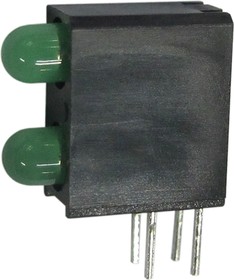 L-710A8MD/2GD, Green Right Angle PCB LED Indicator, 2 LEDs, Through Hole 2.5 V