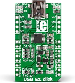 Фото 1/6 MIKROE-1985, USB 12C click MCP2221 Development Kit for MikroBUS MIKROE-1985