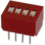 BD04, 4 Way Through Hole DIP Switch SPST, Raised, Slide Actuator