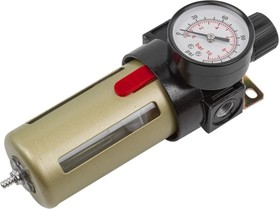 Фото 1/3 Фильтр-регулятор с индикатором давления для пневмосистем 3/8'', 10 Мк, 1400 л/мин, 0-10 bar, рабочая температура 5-60° F-BFR3000