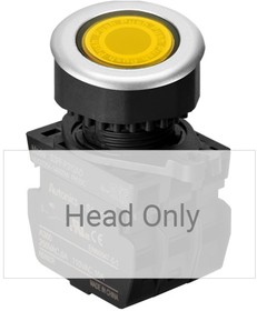 S3PF-P3Y, Кнопочный выключатель, с подсветкой, утопленный, 30 мм, Желтый