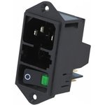 DD11.0124.1111, AC Power Entry Modules Green illumination QC 10A No Drawer
