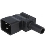 4789.1200, C20 Right Angle Cable Mount IEC Connector Male, 16A, 250 V