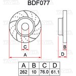 BDF077, Диск тормозной HYUNDAI Tucson (10-) KIA Sportage (10-) задний перфорированный комплект TAYGA