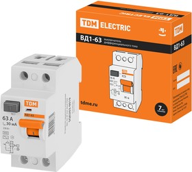 Фото 1/8 SQ0203-0019, УЗО ВД1-63 2Р 63А 30мА TDM Electric