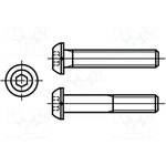 M3X8/ISO7380-1-A2, Винт, M3x8, 0,5, Головка: сферическая, шестигранный, HEX 2мм