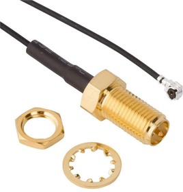 336314-12-0150, SMA Bulkhead Jack RP to AMC Plug on 1.13mm cable 150 mm