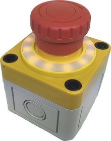 Фото 1/2 A02ESI3B102IX0+ PEA01+QH22L57YC, A02ES-I Series Twist Release Emergency Stop Push Button, Panel Mount, 22mm Cutout, 2NC, IP65