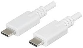 Фото 1/2 CBLT-UC-UC-1WT, USB Cables / IEEE 1394 Cables USB Cable, Type C Plug to Type C Plug, USB 3.1 Gen 1, 24/26/32 AWG, 1 m, White, TPE