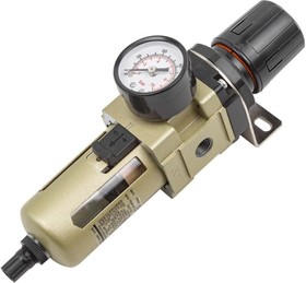 Фото 1/3 Фильтр-регулятор с индикатором давления для пневмосистем 1/4", 10 Мк, 2000 л/мин, 0-10 bar, рабочая температура 5-60° F-AW3000-02