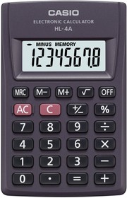 Фото 1/2 Калькулятор карманный Casio HL-4А 8 разряд., крупн.диспл. батарей