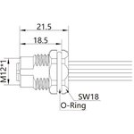 Mонтажный разъем VELLEDQ FLH-M12-F08(PG9)-0.3, Розетка, Прямой с кабелем ...