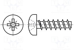 B4X10/BN82428, Винт с цилиндрической головкой Pozidriv для пластика оцинкованный M4x10мм