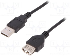 Фото 1/2 USB 2.0 extension line, USB plug type A to USB socket type A, 3 m, black
