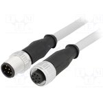 21348485882010, Sensor Cables / Actuator Cables M12-A 8PIN M/F ST DOUBLE END 1.0M PVC